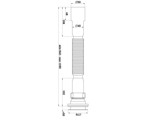 АНИ Гофросифон удлиненный 1 1/2x40/50 (840 - 1590мм) (1/50)