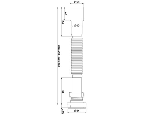 АНИ Гофросифон 1 1/4x40/50 (450 - 840мм) (1/60)