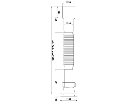 АНИ Гофросифон удлиненный 1 1/4x40/50 (840 - 1590мм) (1/50)