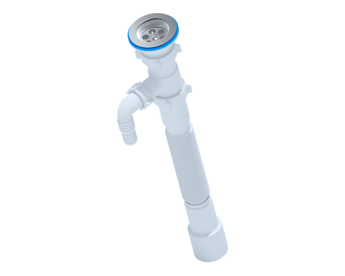 Cифон-гофра АНИ 1 1/2"*40/50 с отводом для стир. маш. 800 мм