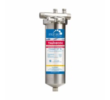 Корпус Тайфун 10SL 3/4" (нерж. ст. для гор. воды со сливом, хомут)