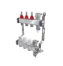 PRO AQUA Коллекторный блок с расходомерами и автоматическими воздухоотводчиками 9 выходов, 530 мм, 1 x 3/4