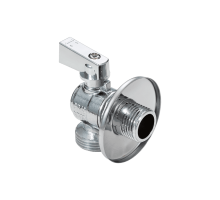 Кран шаровой для воды угловой для бытовых приборов с отражателем 1/2х3/4 нар-нар, ручка-флажок, AQUALINK