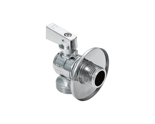 Кран шаровой для воды угловой для бытовых приборов с отражателем 1/2х3/4 нар-нар, ручка-флажок, AQUALINK