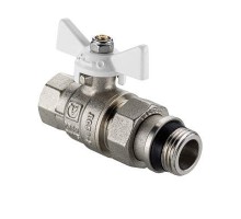 Кран шаровой BASE-ГОСТ  со сгоном с белой рукояткой-бабочкой вн.-нар. DN20, PN40, 3/4" VT.227S.NW.05