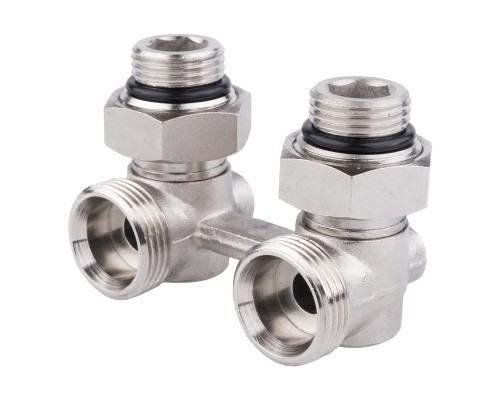 Узел нижнего подключения радиатора Н-образный угловой 1/2" нар х 3/4" нар (евроконус) (AQUALINK 60/6)