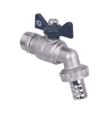 Кран шаровой для воды водоразборный под шланг 3/4 нар, PN10, бабочка	 (AQualink  80/10)