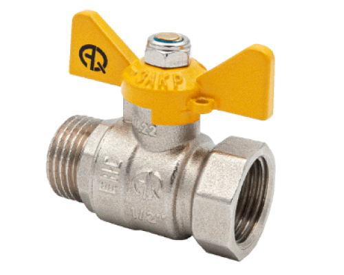 Кран шаровой для газа 3/4" в/н бабочка (AQUALINK 100/10)