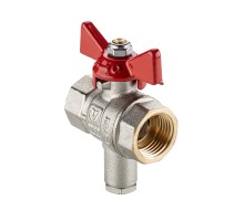 Кран шаровой с патрубком под датчик температуры вн.-вн. с рукоятка-бабочка DN25, PN40, 1" VT.247S.N.06