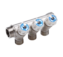Коллектор резьбовой с вентилями FМ 3/4x3/4x1/2x4 (AQualink  15/1)