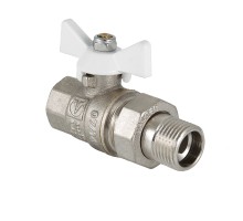 Кран шар. BASE с полусгоном 1/2" вн.-нар. белая рукоятка (10/160) VT.227.NW.04
