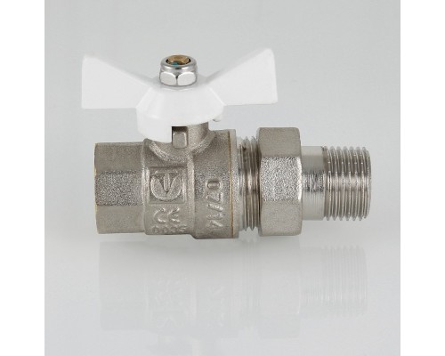 Кран шар. BASE с полусгоном 3/4" вн.-нар. белая рукоятка (7/84) VT.227.NW.05