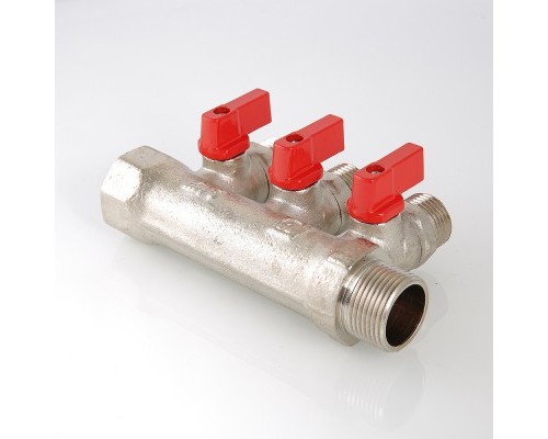 Коллектор с отсекающими кранами, 3/4"х3 вых. 1/2" нар. (/24) VTc.580.N.0503