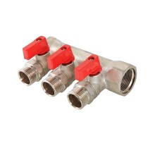 Коллектор с отсекающими кранами, 3/4"х3 вых. 1/2" нар. (/24) VTc.580.N.0503