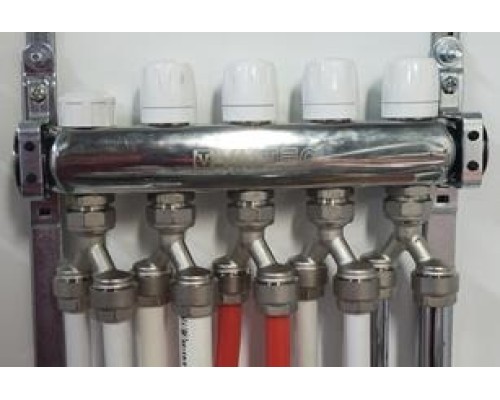 Коллекторный разделитель потока вн.р. 3/4"(EK)- 2 вых. х нар.р. 3/4"(EK) (5/60) VT.0681.NE.050505