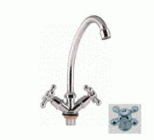 Смеситель «МИРАЖ» для кухни, латунь, под гайку, излив 290 мм, пластиковый маховик (20/2)