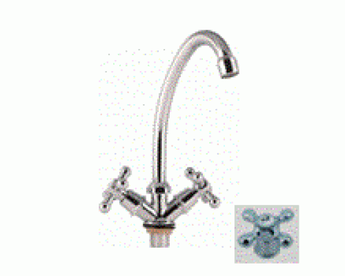 Смеситель «МИРАЖ» для кухни, латунь, под гайку, излив 290 мм, пластиковый маховик (20/2)