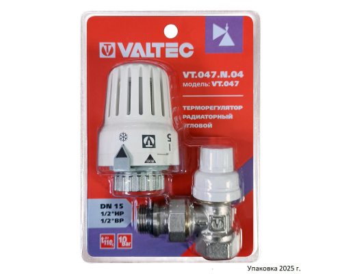 Клапан с термостатической головкой VALTEC, для рад. угловой 1/2" VT.047.N.04