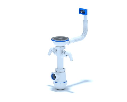 АНИ Сифон Ани Грот 3 1/2"* 40 с 2 отв. с/м с переливом мойки (1/10)