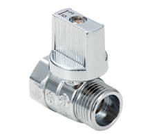 Кран шаровой "мини" для бытовых приборов 1/2 вн-нар, ручка-флажок хром ГОСТ (20/200) (AQualink)