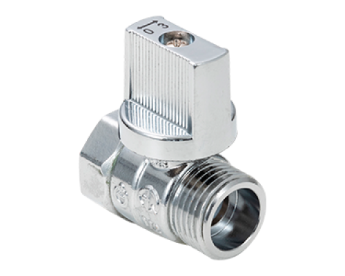 Кран шаровой "мини" для бытовых приборов 1/2 вн-нар, ручка-флажок хром ГОСТ (20/200) (AQualink)