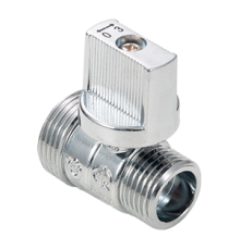 Кран шаровой "мини" для бытовых приборов 1/2 нар-нар, ручка-флажок хром ГОСТ (20/200) (AQualink)