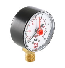 Манометр VT.TM50 Dy 50 с нижним подключением 1/4", 0-10 бар (для  самоочищающегося фильтра) VT.TM50.D.02