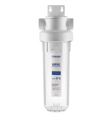 Корпус Гейзер Гарант 10SL 3/4" (прозрачн. для хол. воды, полноразмерная латунные вставки, пластиковая скоба, ключ SW-1)
