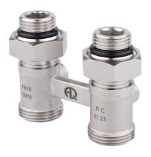 Узел нижнего подключения радиатора Н-образный прямой 1/2" нар х 3/4" нар (евроконус) (AQUALINK 60/6)