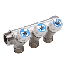 Коллектор резьбовой с вентилями FМ 3/4x3/4x1/2x4 (AQualink  15/1)