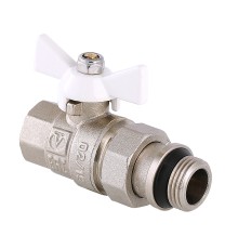 Кран шар. BASE с полусгоном 1/2" вн.-нар. с доп. упл. (белая рукоятка)  VT.227.NRW.04