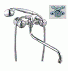 Смеситель «МИРАЖ» для ванны, латунь, 1/2", керамический, шаровое переключение, пластиковый маховик (12)