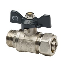 Кран шаровой для МП труб M 1/2x20 B штуцер-цанга бабочка (AQualink)